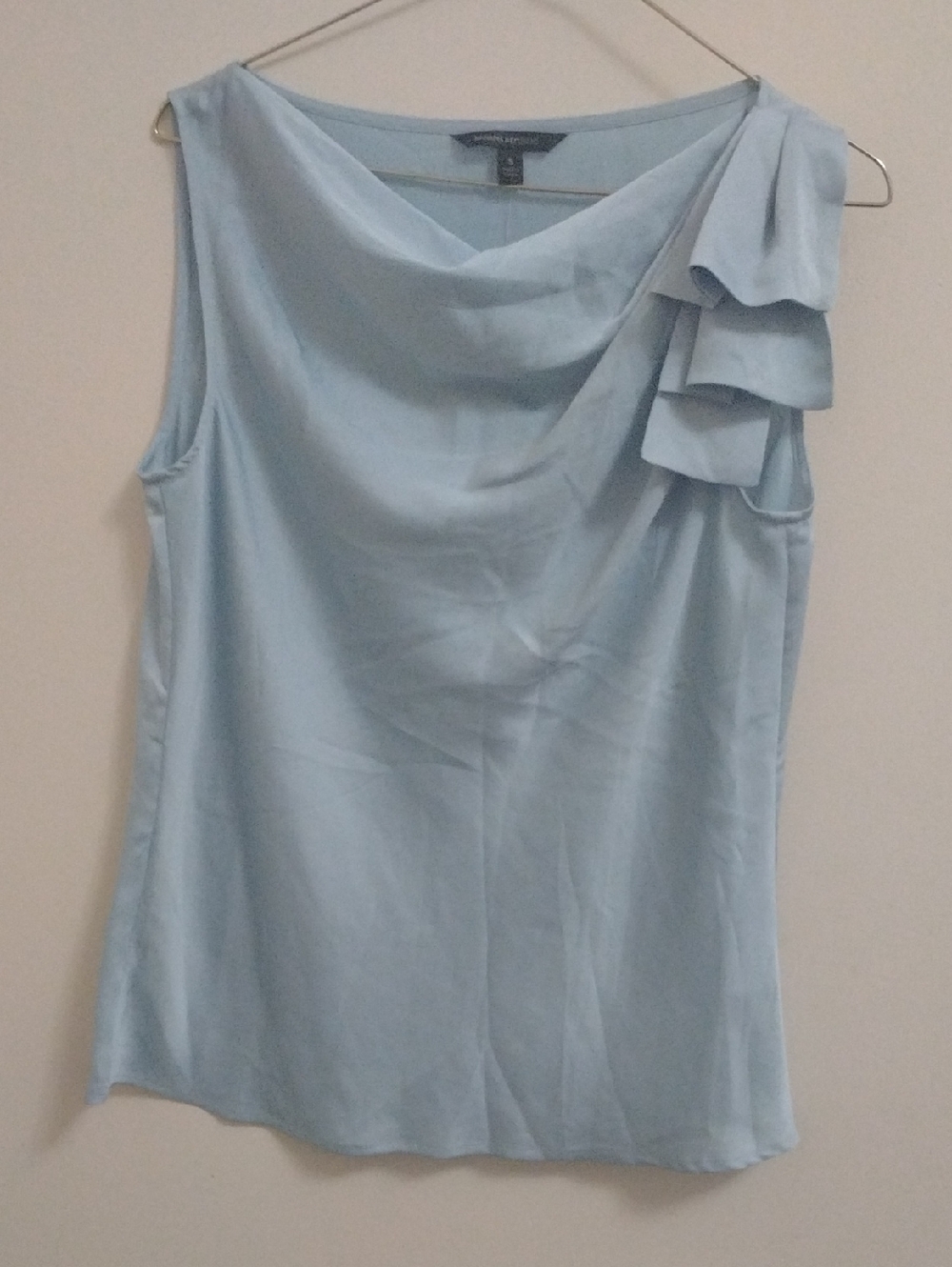 NWT Banana Republic Blue Silky Ruched Top with Draping Sz S